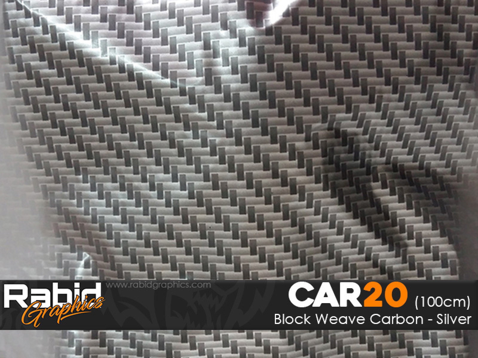 Block Weave Carbon Silver Hydrographics Film 100cm Rabid Graphics Ltd