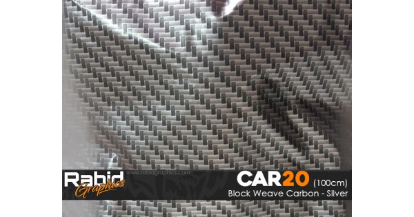 Block Weave Carbon Silver Hydrographics Film 100cm Rabid Graphics Ltd