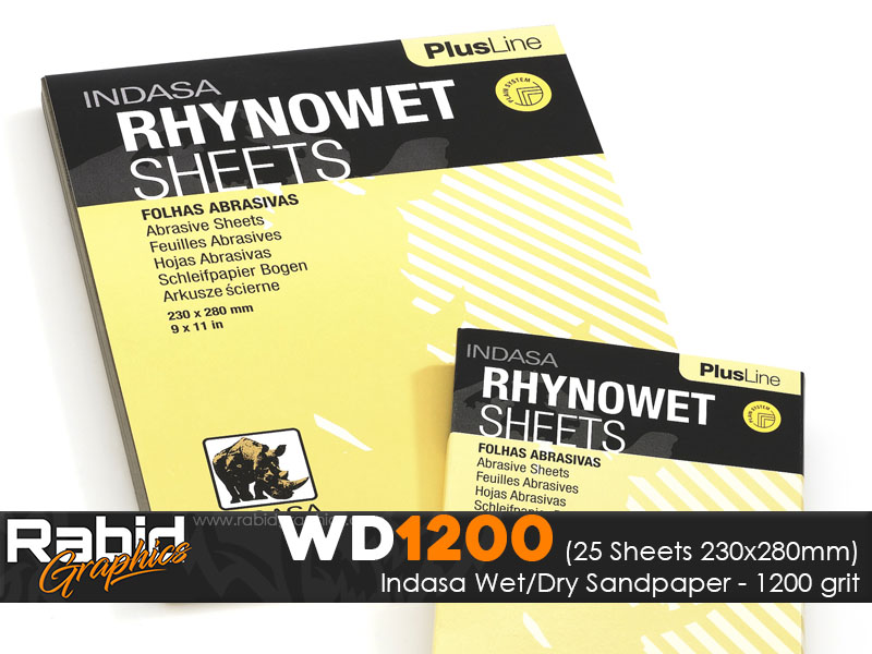 P1200 Indasa Rhynowet Wet/Dry Paper - Pack of 25 sheets - 230mm x 280mm