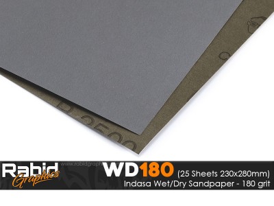 P180 Indasa Rhynowet Wet/Dry Paper - Pack of 25 sheets - 230mm x 280mm