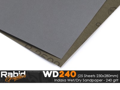 P240 Indasa Rhynowet Wet/Dry Paper - Pack of 25 sheets - 230mm x 280mm