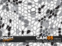 Geometric Camo - Black, Grey & Clear (100cm)