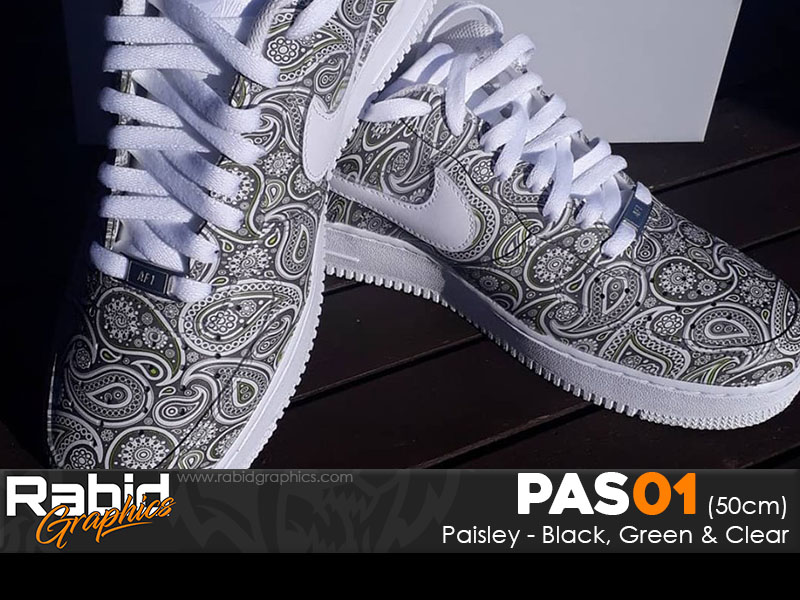Paisley - Black, Green & Clear (50cm)