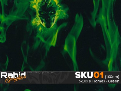 Skulls & Flames - Green (100cm)